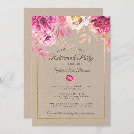 Uitnodiging roze roestvrijheidspartij (Voorkant / Achterkant)