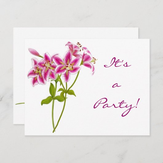 Uitnodiging Roze Tijgerlelie (Voorkant / Achterkant)