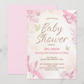 Uitnodiging Roze Vlinder Bewerkbaar (Voorkant / Achterkant)