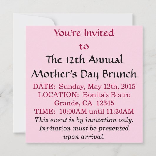 Uitnodiging - Roze Zinnia (Achterkant)