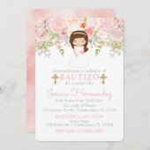 Uitnodiging Rozen voor Doop van Meisje Uitnodiging (Voorkant / Achterkant)