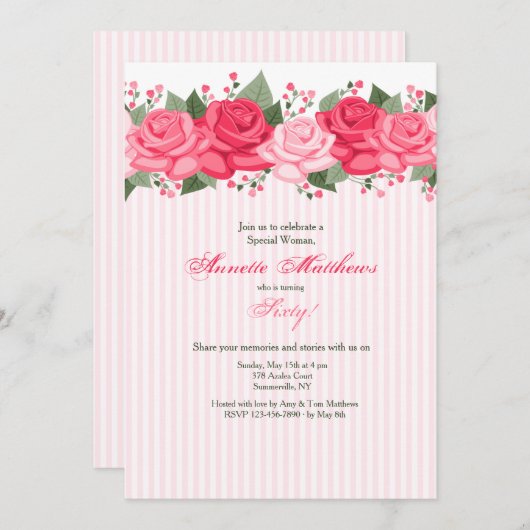 Uitnodiging Rozenborder (Voorkant / Achterkant)