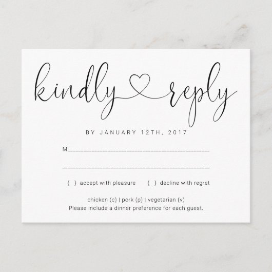 Uitnodiging RSVP Briefkaart - Verbindend hart (Voorkant)