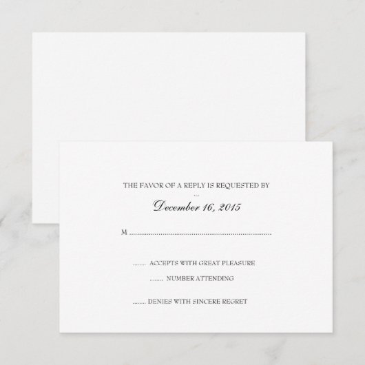 Uitnodiging RSVP-kaart | Basis (Voorkant / Achterkant)