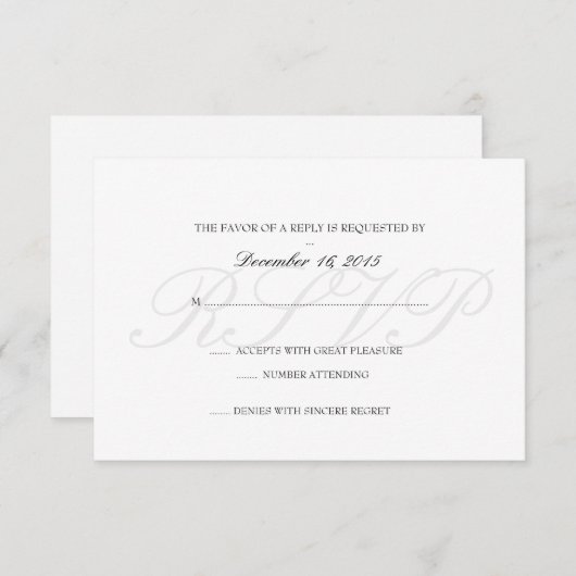 Uitnodiging RSVP-kaart | Basis (RSVP)-wit (Voorkant / Achterkant)
