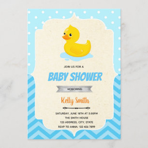 Uitnodiging rubber eend jongen douche