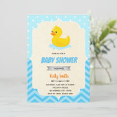 Uitnodiging rubber eend jongens douchefeest (Staand voorkant)