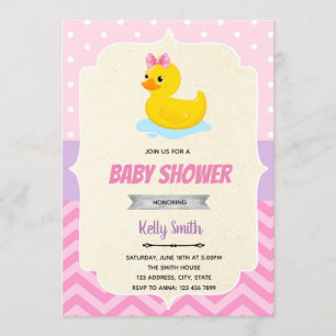 Uitnodiging rubber eendje meisje douche