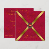 Uitnodiging Ruby Red Jeweled Party (Voorkant / Achterkant)