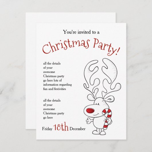 Uitnodiging Rudolph Party (Voorkant / Achterkant)