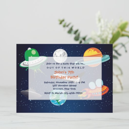 Uitnodiging ruimteavontuur (Staand voorkant)