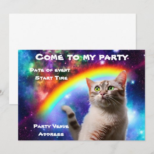 Uitnodiging ruimtekattepartij (Voorkant / Achterkant)