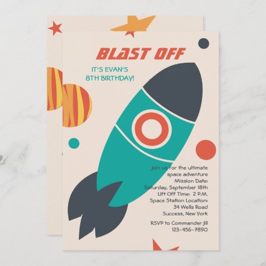 Uitnodiging ruimtevaart afbreken (Voorkant / Achterkant)