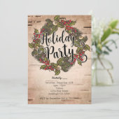 Uitnodiging Rustic Birch Holiday Party (Staand voorkant)