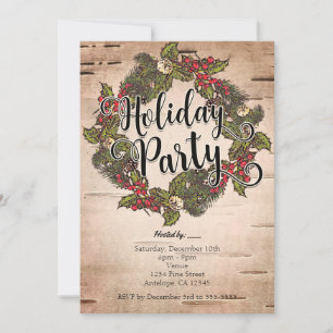 Uitnodiging  Rustic Birch Holiday Party