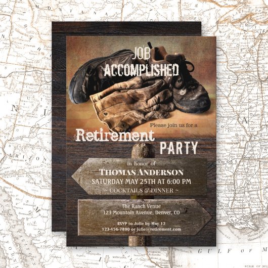 Uitnodiging Rustic Boots Retirement Party