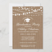 Uitnodiging Rustic Burlap Lights Graduation Party  (Voorkant)