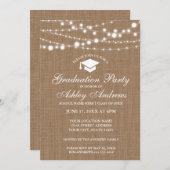 Uitnodiging Rustic Burlap Lights Graduation Party  (Voorkant / Achterkant)