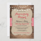 Uitnodiging Rustic Wedding Jubileum Red Party (Voorkant)