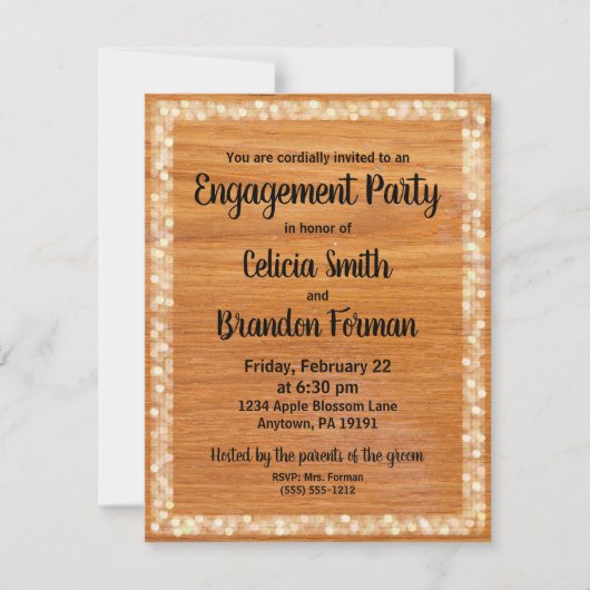Uitnodiging Rustic Wood Engagement Party (Voorkant)