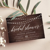 Uitnodiging Rustic Wood String Lights Bridal Showe