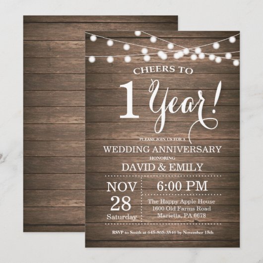 Uitnodiging Rustic Wood voor Jubileum (Voorkant / Achterkant)