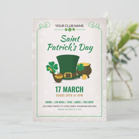 Uitnodiging Saint Patricks Day (Staand voorkant)