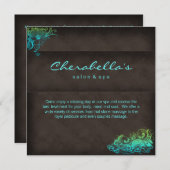 Uitnodiging Salon Spa - ansichtkaart turquoise bla (Voorkant / Achterkant)