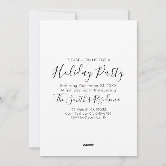 Uitnodiging Santa in Waterverf Holiday Party (Achterkant)