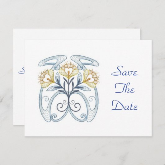 Uitnodiging Save the Date: Art Nouveau (Voorkant / Achterkant)