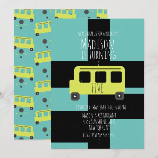 Uitnodiging schoolreiswiel (Voorkant / Achterkant)