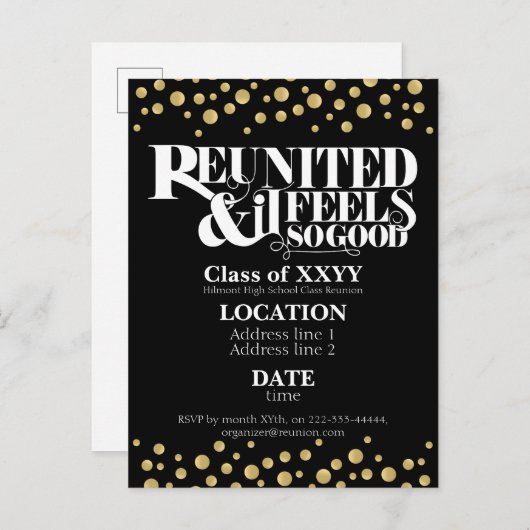 Uitnodiging schoolreünie (Voorkant / Achterkant)