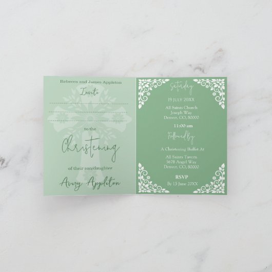 Uitnodiging (schrijven) Bloemenkruis doop Sage Gre (Binnen)