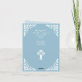 Uitnodiging (schrijven) Bloemenkruis Doop Sky Blue (Achterkant)