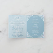 Uitnodiging (schrijven) Bloemenkruis Doop Sky Blue (Binnen)