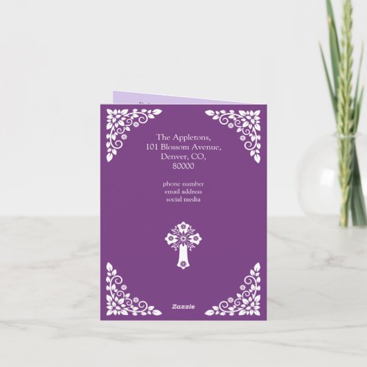 Uitnodiging (schrijven) Bloemenkruis Doop Zoete Pr (Achterkant)