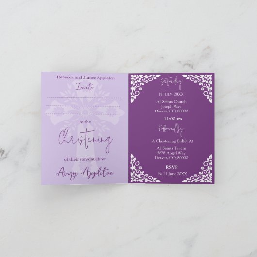 Uitnodiging (schrijven) Bloemenkruis Doop Zoete Pr (Binnen)