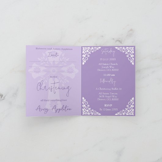 Uitnodiging (schrijven) Bloemkruis Doop Sering (Binnen)