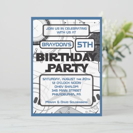 Uitnodiging SCI-FI BIRTHDAY-PARTIJ (Staand voorkant)