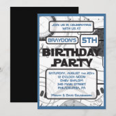 Uitnodiging SCI-FI BIRTHDAY-PARTIJ (Voorkant / Achterkant)