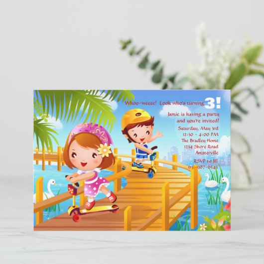 Uitnodiging scooter Tots (Staand voorkant)