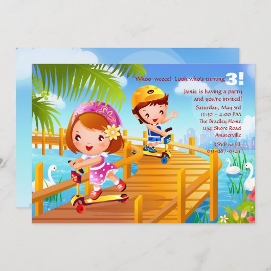 Uitnodiging scooter Tots (Voorkant / Achterkant)