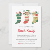 Uitnodiging Secret Santa Sock Swap-feestje (Voorkant)