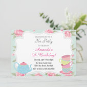 Uitnodiging Shabby Chic Tea Party (Staand voorkant)