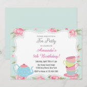 Uitnodiging Shabby Chic Tea Party (Voorkant / Achterkant)