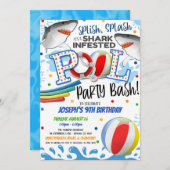 Uitnodiging Shark Attack Pool Feest (Voorkant / Achterkant)