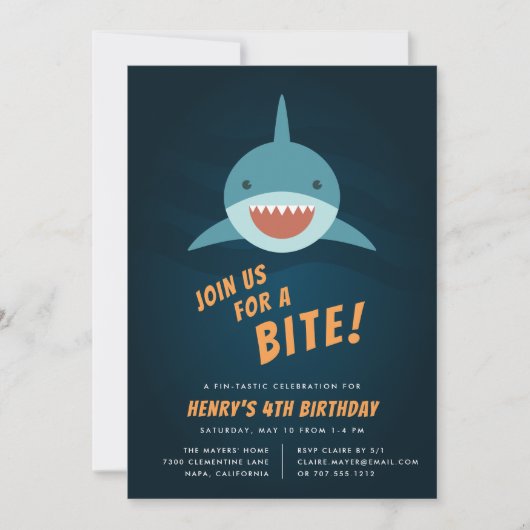 Uitnodiging Shark Bait Birthday Party (Voorkant)