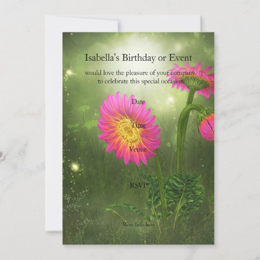 Uitnodiging Shih Tzu Dog en Flowers (Achterkant)