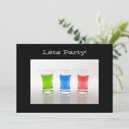 Uitnodiging Shot Glas Feestje (Staand voorkant)