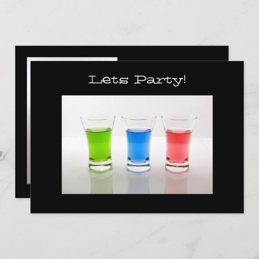 Uitnodiging Shot Glas Feestje (Voorkant / Achterkant)